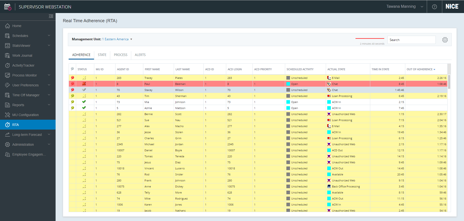 screenshot of NICE Workforce Management